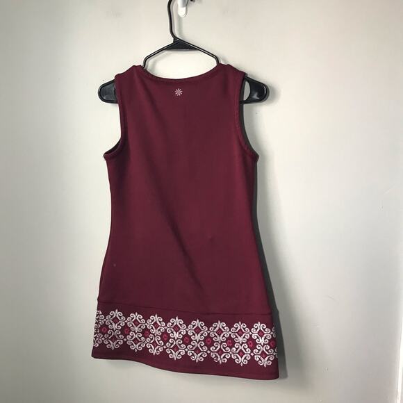 Athleta hot when you’re not cranberry red tank dress fleece lined floral hem xxs - Picture 2 of 9